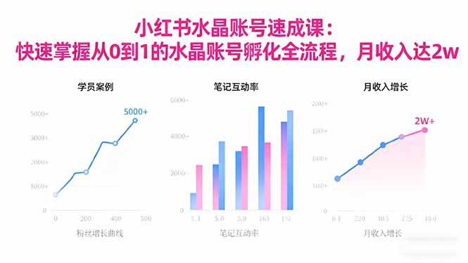 2025小红书水晶账号速成课：快速掌握从0-1水晶账号孵化全流程，月收入达2w-知芽创业社