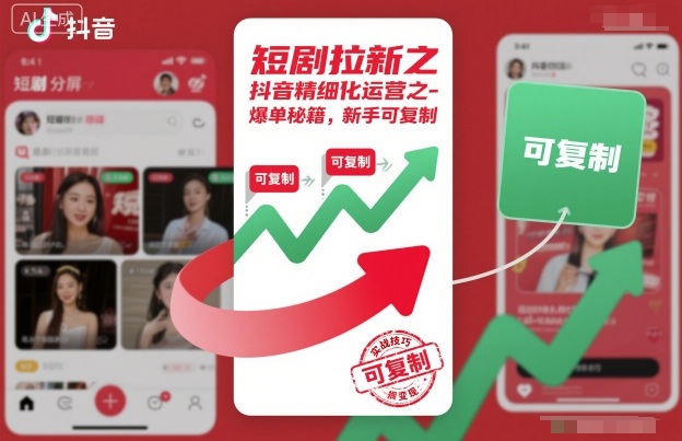 短剧拉新之抖音精细化运营之爆单秘籍，新手可复制-知芽创业社