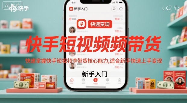 快手短视频带货，快速掌握快手短视频带货核心能力，适合新手快速上手变现-知芽创业社