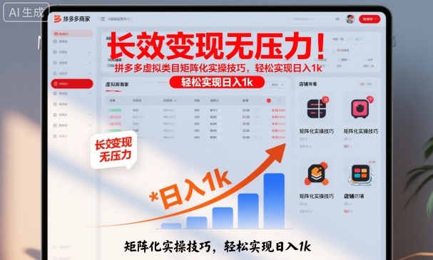 长效变现无压力！拼多多虚拟类目矩阵化实操技巧，轻松实现日入1k【揭秘】-知芽创业社