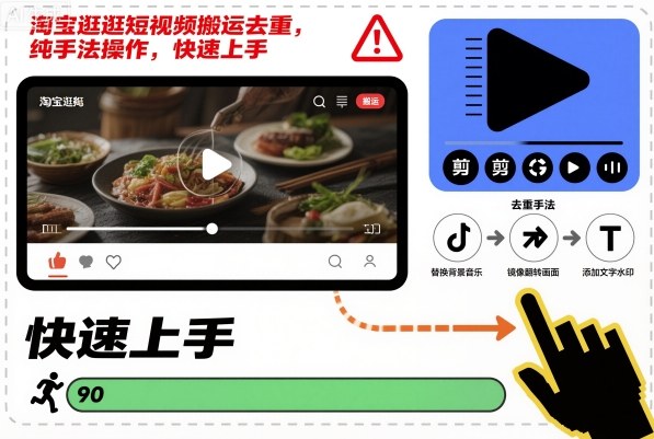 淘宝逛逛短视频搬运去重，纯手法操作，快速上手-知芽创业社