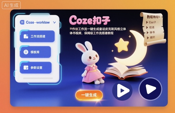 Coze扣子工作流一键生成童话皮克斯风格立体书视频，保姆级工作流搭建教程-知芽创业社
