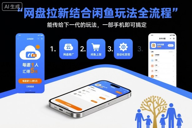 网盘拉新结合闲鱼玩法全流程，能传给下一代的玩法，一部手机即可搞定(附入口渠道以及实操教程)-知芽创业社