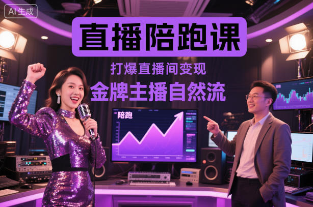 直播陪跑课，金牌主播自然流打爆直播间，复制高变现玩法-知芽创业社