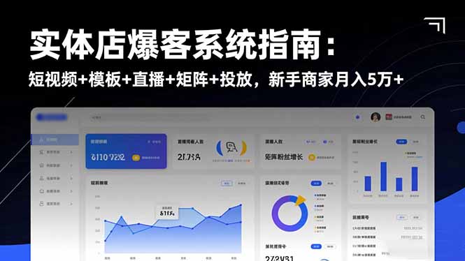 实体店爆客系统指南：短视频+模板+直播+矩阵+投放，新手商家月入5万+-知芽创业社
