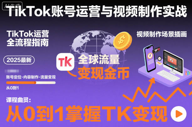 2025最新TikTok账号运营与视频制作实战全流程，从0到1掌握TK变现(含11月最新TK搬运技术)-知芽创业社