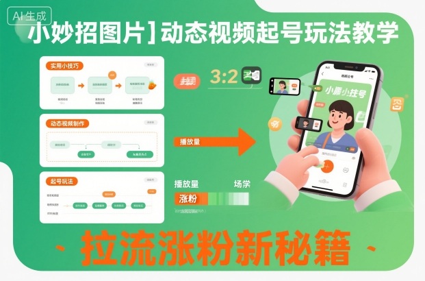 小妙招图片＋动态视频起号玩法教学，拉流涨粉新秘籍-知芽创业社