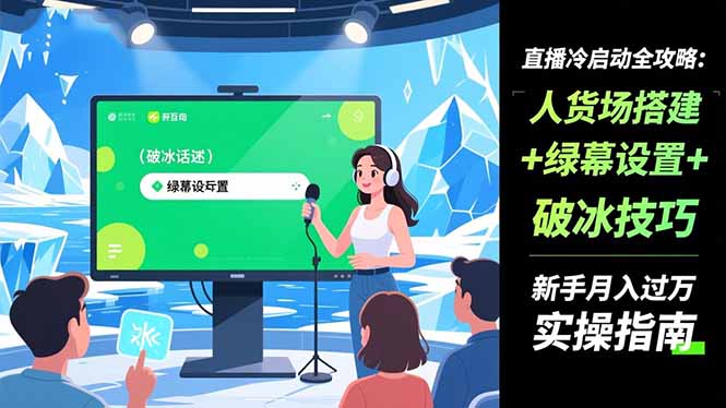 直播冷启动全攻略:人货场搭建+绿幕设置+破冰技巧，新手月入过万实操指南-知芽创业社