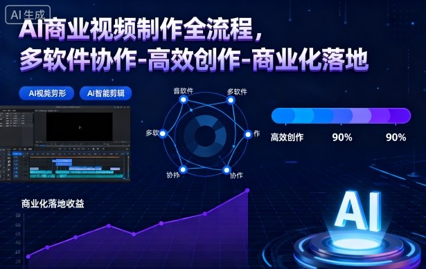 AI商业视频制作全流程，多软件协作-高效创作-商业化落地-知芽创业社