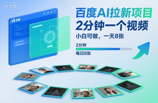 百度AI拉新项目，2分钟一个视频，小白可做，一天8张【附案例+保姆级教程】-知芽创业社