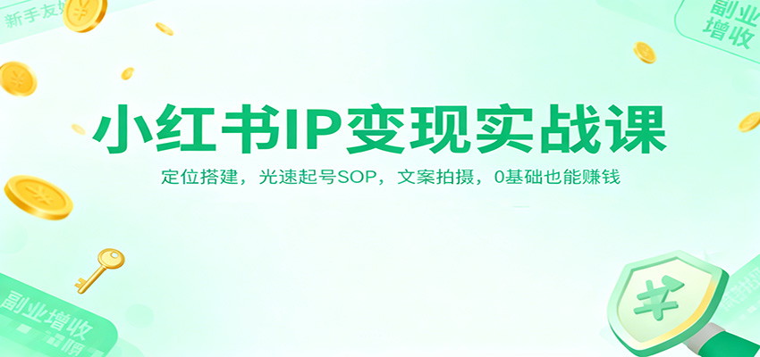 小红书IP变现实战课：定位搭建，光速起号SOP，文案拍摄，0基础也能赚钱-小艾项目网