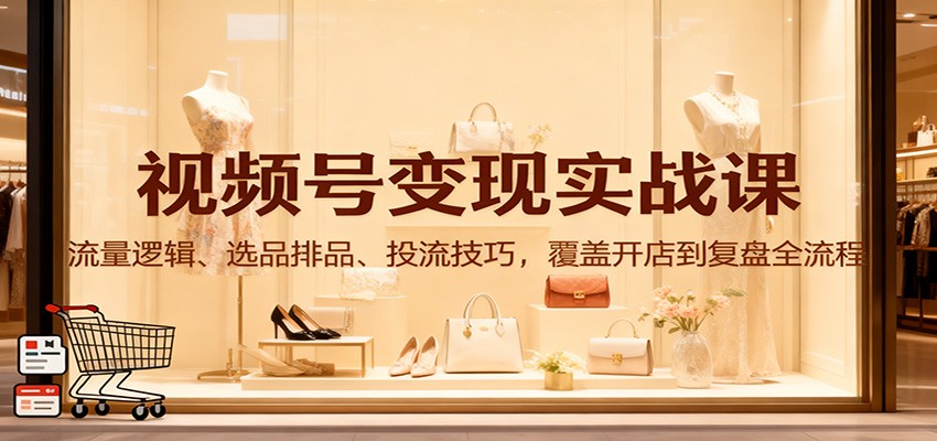 视频号变现实战课：流量逻辑、选品排品、投流技巧，覆盖开店到复盘全流程-知芽创业社