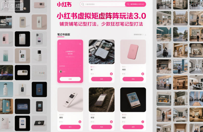 小红书虚拟矩阵玩法3.0，铺货铺笔记型打法，少款狂怼笔记型打法-小艾项目网