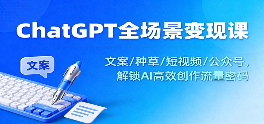 ChatGPT全场景变现课：文案/种草/短视频/公众号，解锁AI高效创作流量密码-知芽创业社