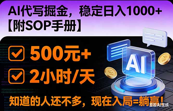 2026风口项目,AI代写掘金，稳定日入1000+，掌握核心技能【附SOP手册】-知芽创业社