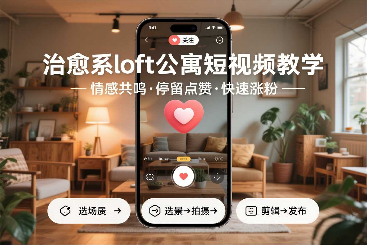 治愈系loft公寓短视频制作教学，情感共鸣引停留点赞关注，快速起号涨粉-知芽创业社