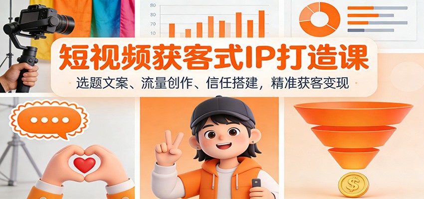 短视频获客式IP打造课：选题文案、流量创作、信任搭建，精准获客变现-小艾项目网