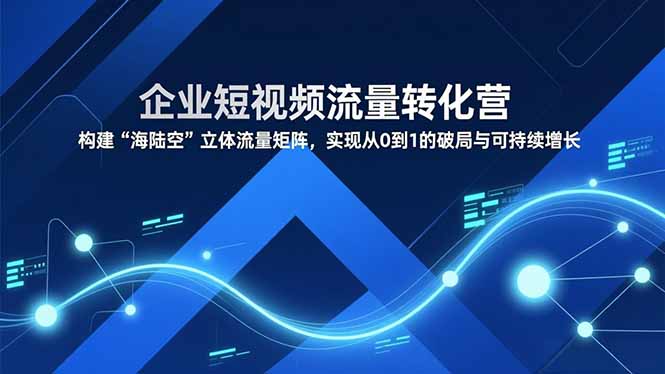 企业短视频流量转化营，构建“海陆空”立体流量矩阵，实现从0到1的破局与可持续增长-知芽创业社