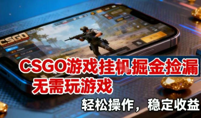 CSGO游戏挂G掘金捡漏，不需要玩游戏，操作简单，收益稳定【揭秘】-知芽创业社
