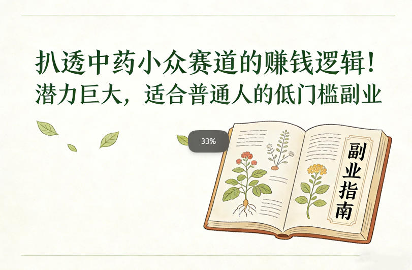 扒透中药小众赛道的賺米逻辑，潜力巨大，适合普通人的低门槛副业-知芽创业社