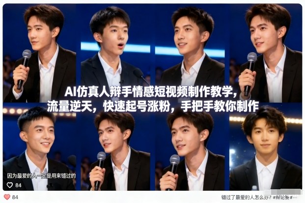 AI仿真人辩手情感短视频制作教学，流量逆天，快速起号涨粉，手把手教你制作-知芽创业社