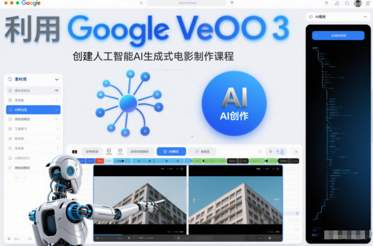 利l用Google Veo 3创建人工智能AI生成式电影制作课程，使用人工智能的力量创建令人惊叹的视频-知芽创业社