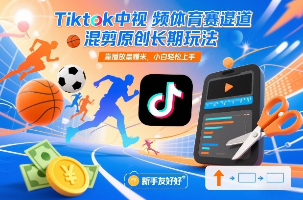 Tiktok中视频体育赛道混剪原创长期玩法，靠播放量賺米，小白轻松上手-知芽创业社