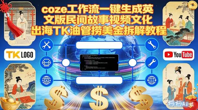 Coze扣子工作流一键生成英文版民间故事视频，文化出海TK油管捞美金拆解教程-知芽创业社