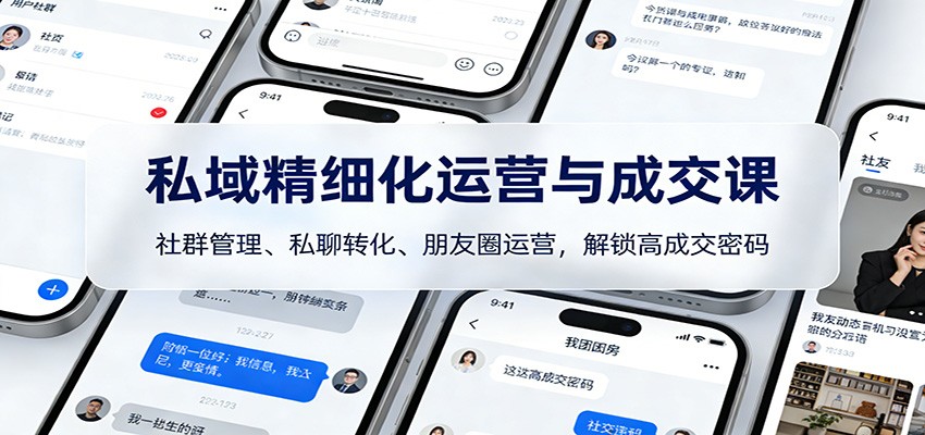 私域精细化运营与成交课：社群管理、私聊转化、朋友圈运营，解锁高成交密码-知芽创业社