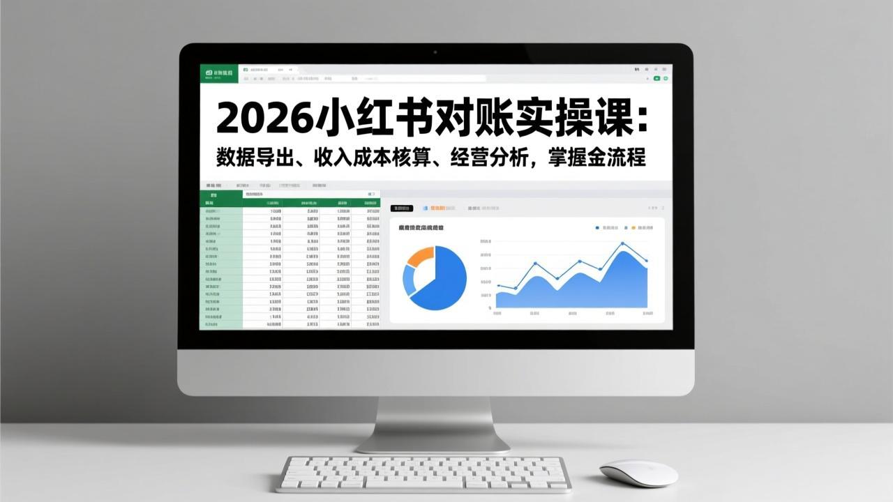 2026小红书对账实操课：数据导出、收入成本核算、经营分析，掌握全流程-知芽创业社