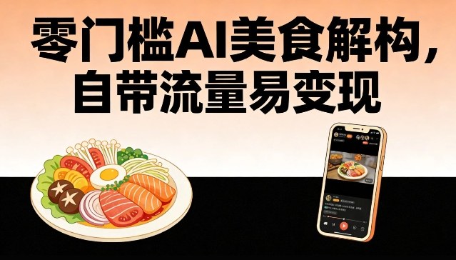 零门槛AI美食解构，自带流量易变现-知芽创业社