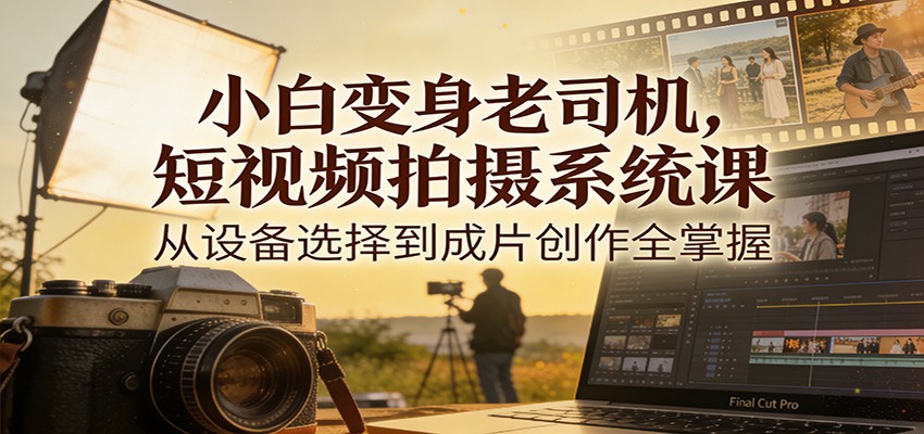 小白变身老司机，短视频拍摄系统课，从设备选择到成片创作全掌握-知芽创业社