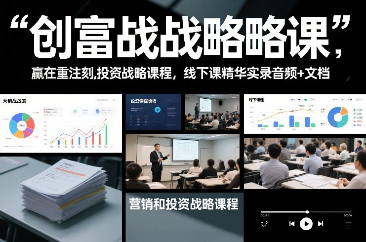 创富战略课，赢在重注时刻，营销和投资战略课程，线下课精华实录音频+文档-知芽创业社