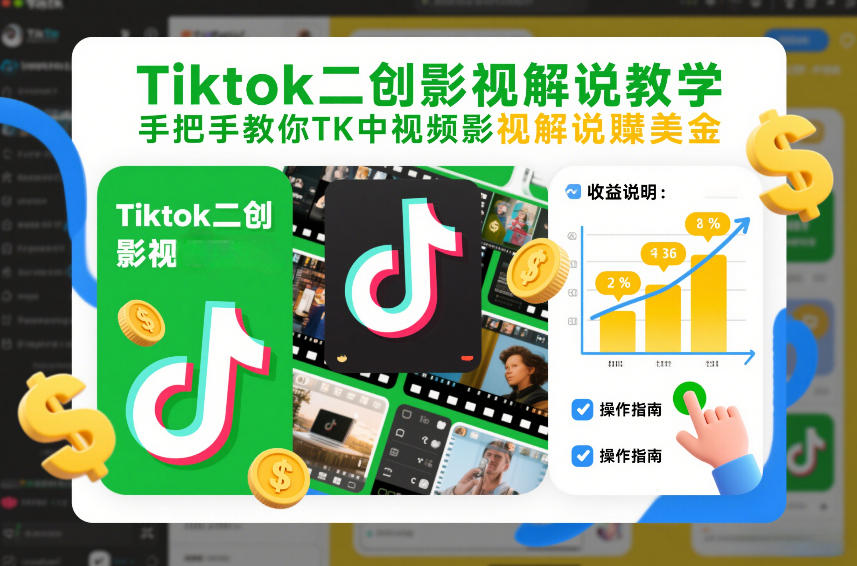 Tiktok二创影视解说教学，手把手教你TK中视频影视解说賺美金(更新26年1月)-小艾项目网