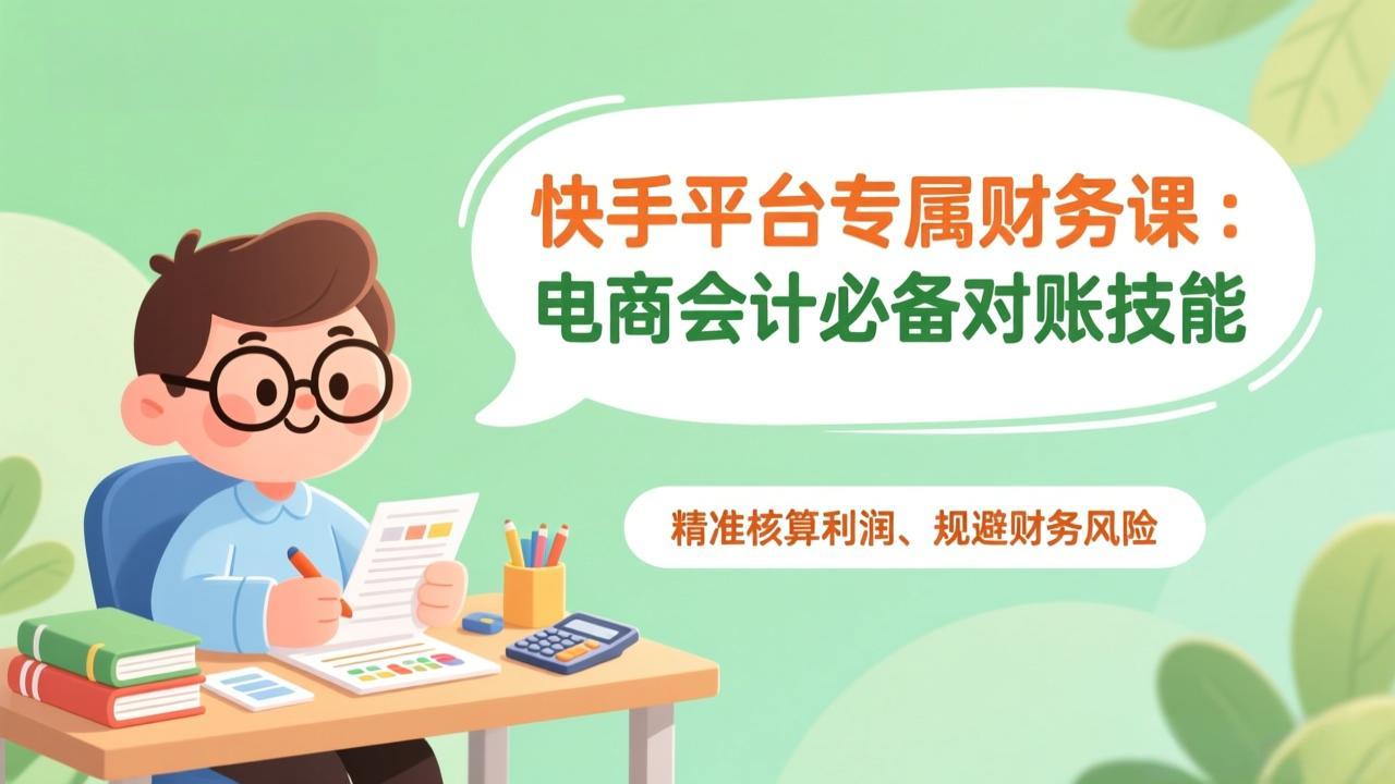 快手平台专属财务课：电商会计必备对账技能，精准核算利润、规避财务风险-知芽创业社
