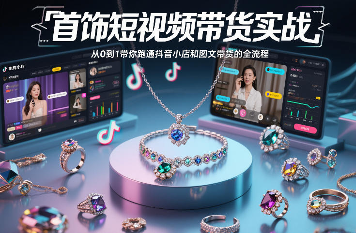 首饰短视频带货实战，从0到1带你跑通抖音小店和图文带货的全流程-知芽创业社