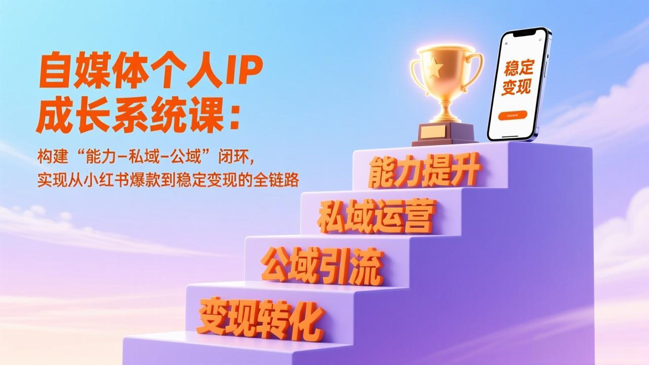 自媒体个人IP成长系统课：构建“能力-私域-公域”闭环，实现从小红书爆款到稳定变现的全链路-知芽创业社