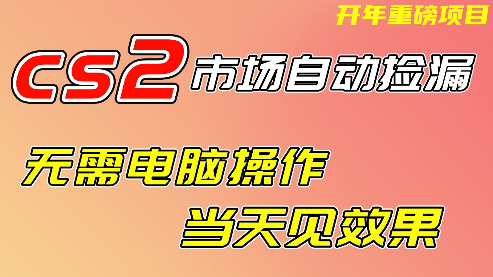 CS2市场挂机项，无需电脑操作，无需进入游戏，当天见效果，支持任何形式验证-小艾项目网