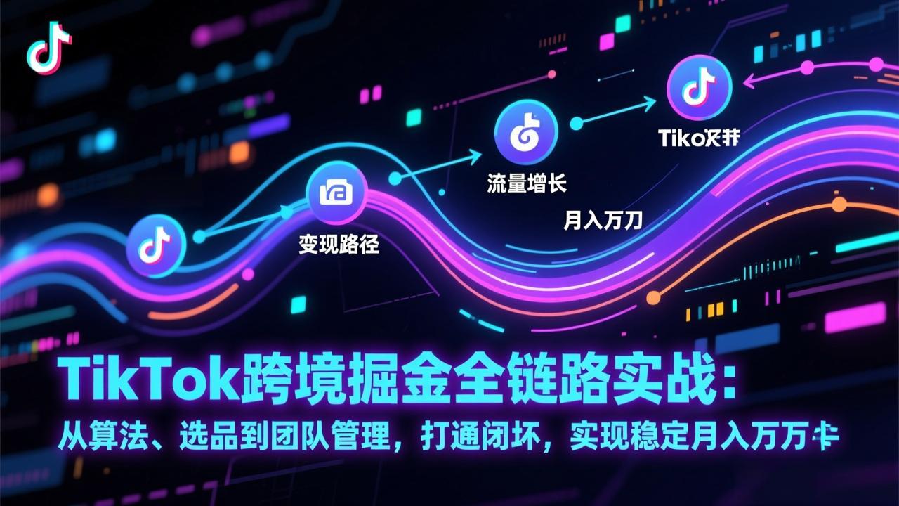 TikTok跨境掘金全链路实战：从算法、选品到团队管理，打通闭环，实现稳定月入万刀-知芽创业社