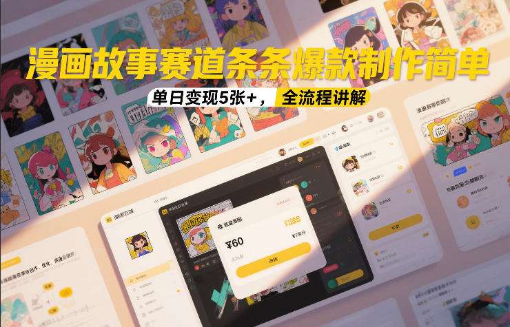 漫画故事赛道条条爆款制作简单，单日变现5张+，全流程讲解-知芽创业社