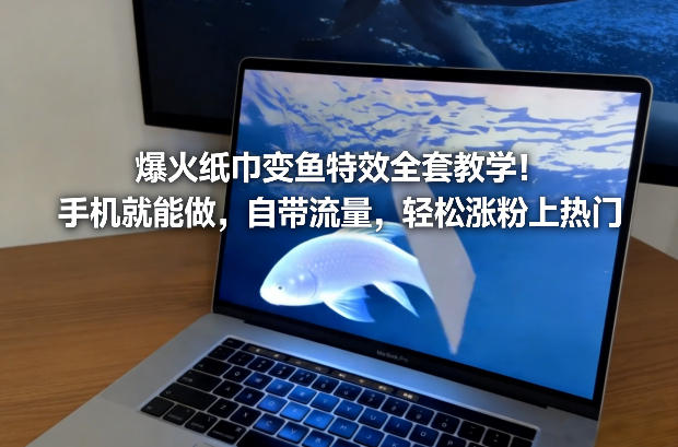 爆火纸巾变鱼特效全套教学！手机就能做，自带流量，轻松涨粉上热门-知芽创业社