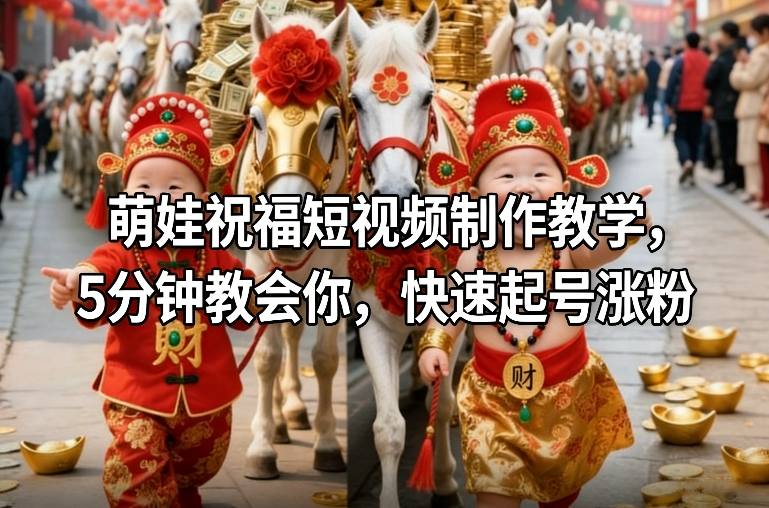 萌娃祝福短视频制作教学，5分钟教会你，快速起号涨粉-知芽创业社