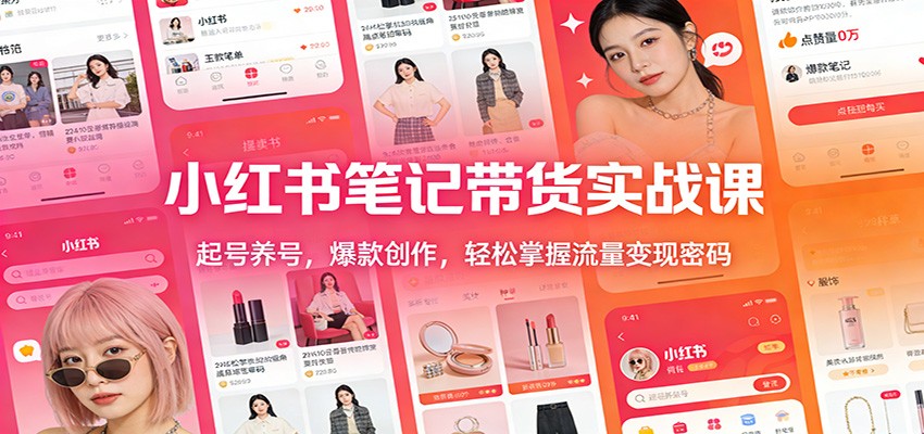 小红书笔记带货实战课：起号养号，爆款创作，轻松掌握流量变现密码-知芽创业社