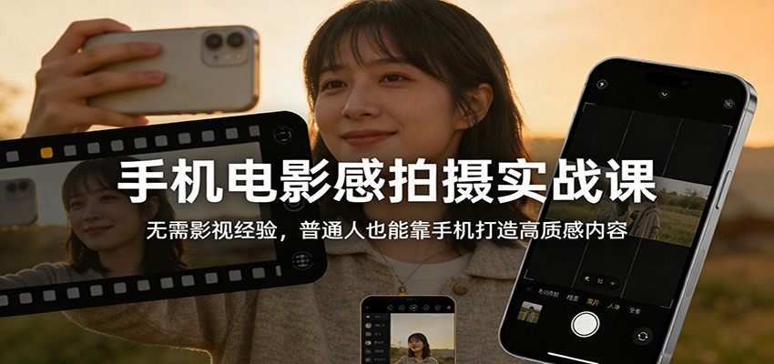 手机电影感拍摄实战课：无需影视经验，普通人也能靠手机打造高质感内容-知芽创业社