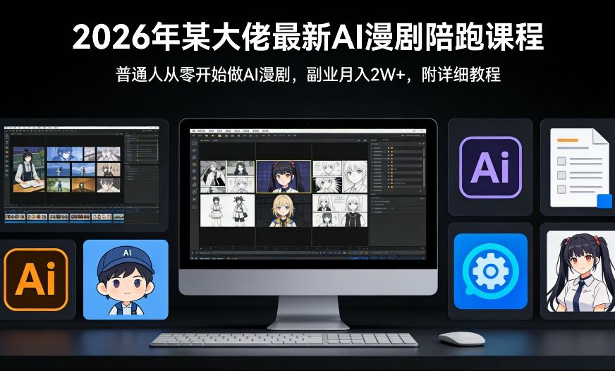 26年某大佬最新Ai漫剧陪跑课程，普通人从零开始做AI漫剧，副业月入2W+-知芽创业社
