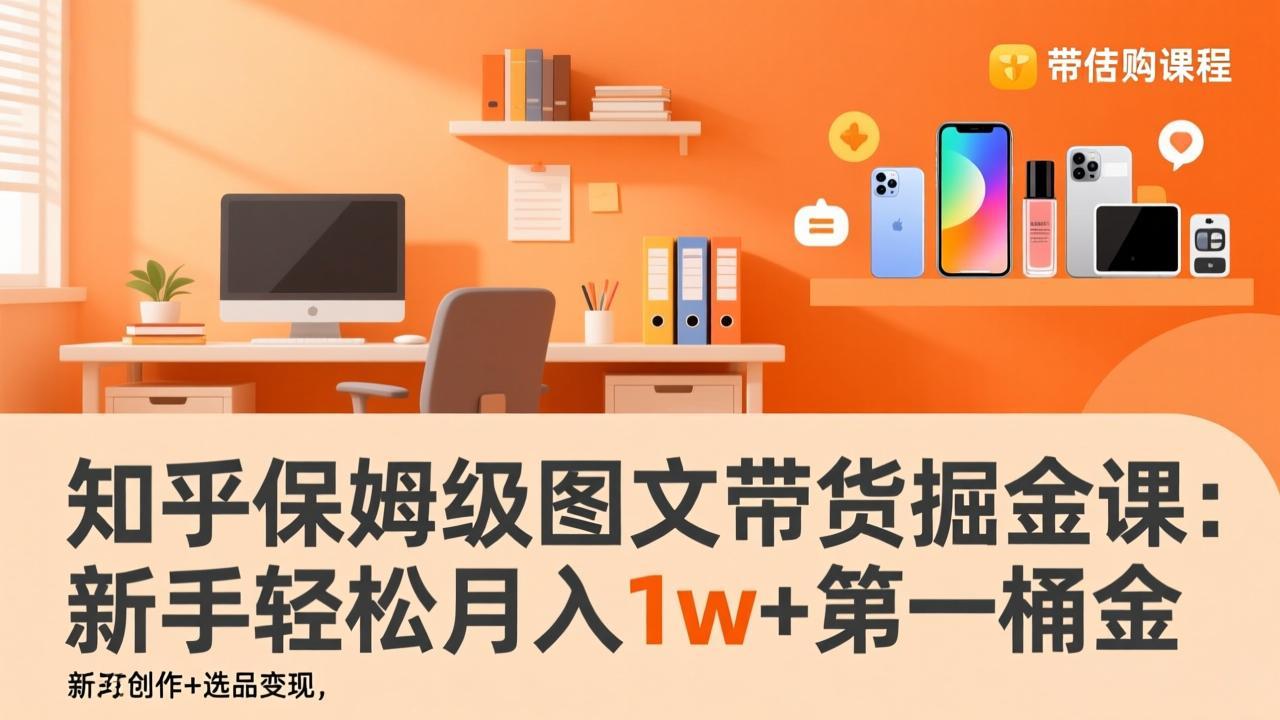 知乎保姆级图文带货掘金课：账号打造+爆文创作+选品变现，新手轻松月入1w+第一桶金-小艾项目网
