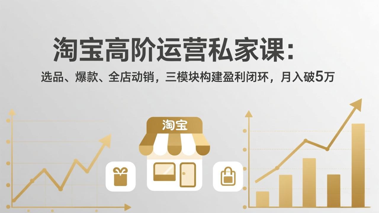 淘宝高阶运营私家课：选品、爆款、全店动销，三模块构建盈利闭环，月入破5万(更新26年2月-知芽创业社