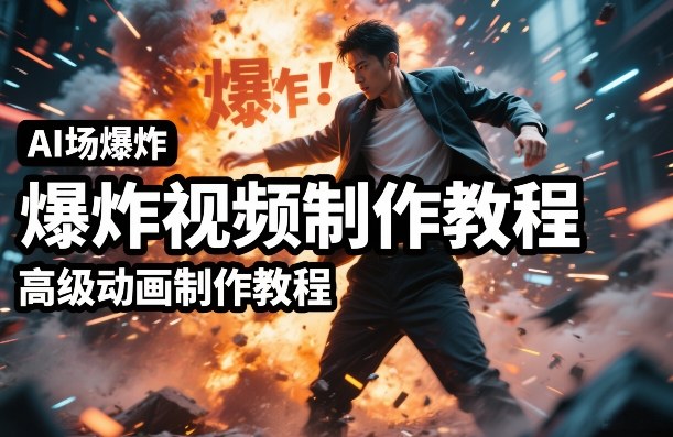 AI场景爆炸视频制作教程，利用人物实拍视频制作出高级的动画特效-知芽创业社