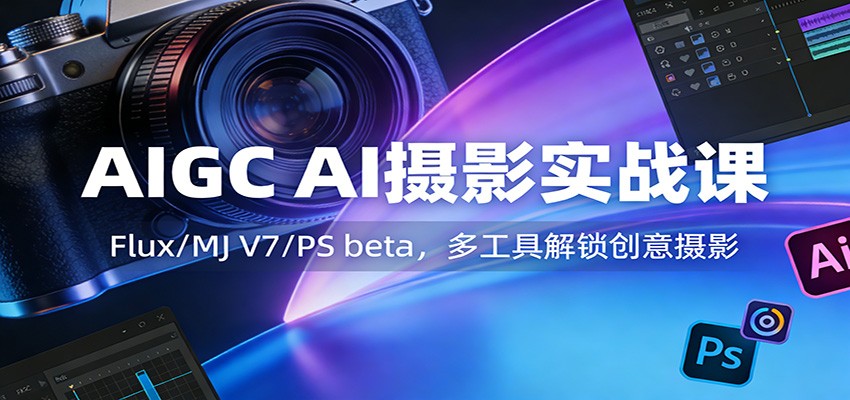 AIGC AI摄影实战课：Flux/MJ V7/PS beta，多工具解锁创意摄影-小艾项目网