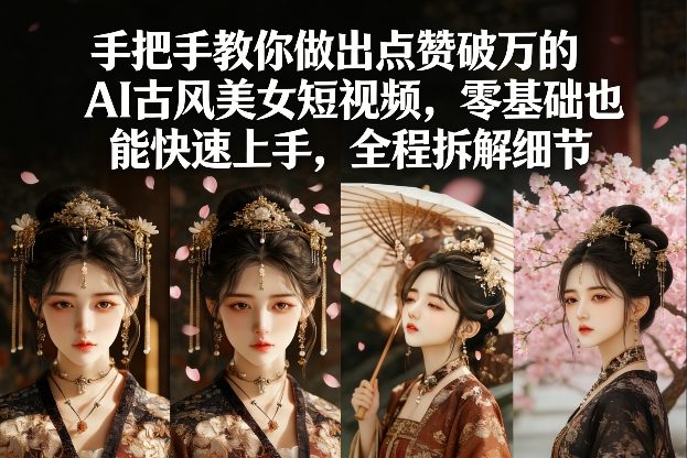 手把手教你做出点赞破万的AI古风美女短视频，零基础也能快速上手，全程拆解细节-知芽创业社